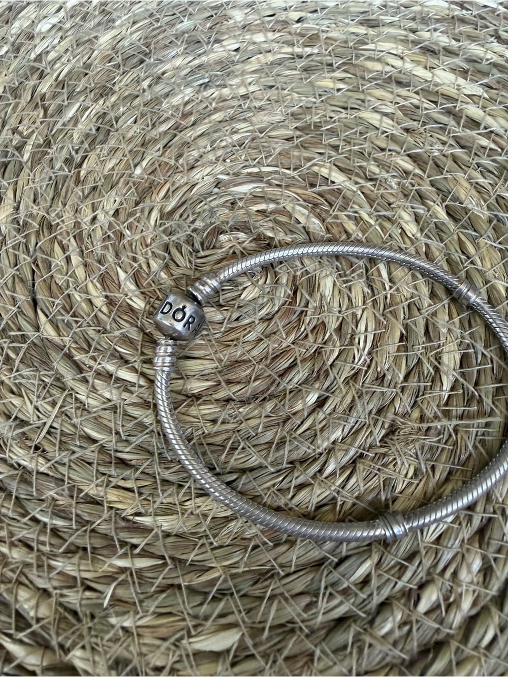 Pandora Silver Tone Snake Chain Bracelet with Logo Clasp - Picture 3 of 5